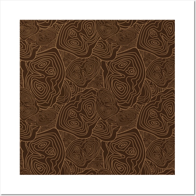 Topographic Map Pattern Brown Version Wall Art by Design_Lawrence